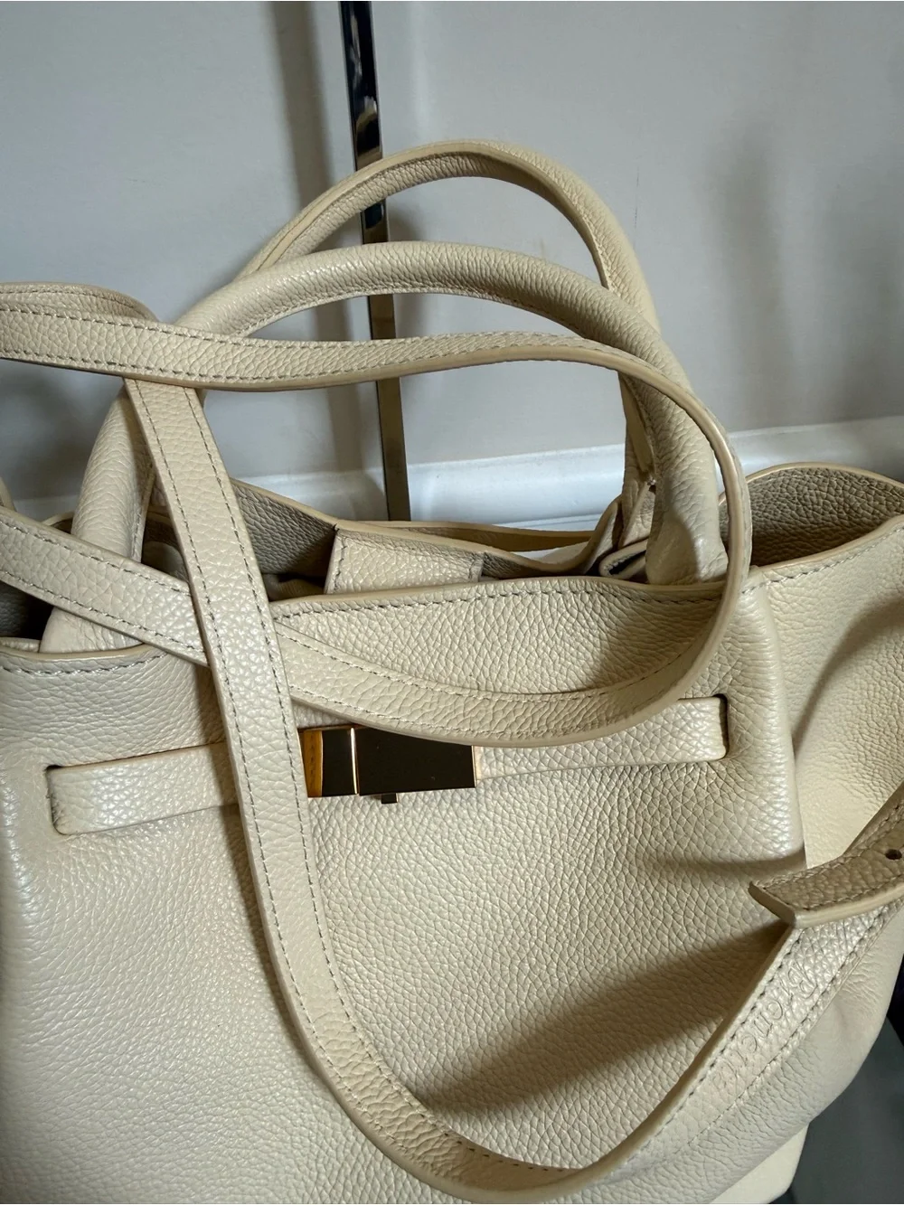 DeMellier Pale Yellow Leather Tote with Gold Hardware